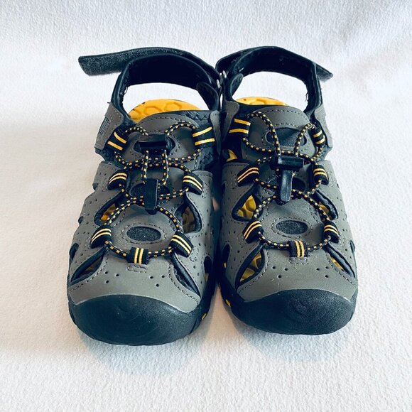 Khombu flexible sport sandal Boy size 3 grey yellow nonslip Velcro quick dry - Picture 1 of 5